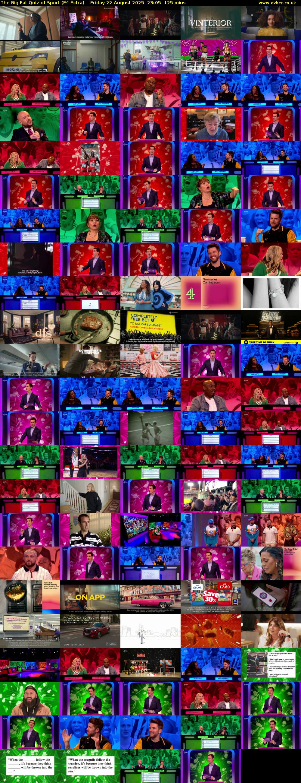 The Big Fat Quiz of Sport (E4 Extra) Friday 22 August 2025 23:05 - 01:10
