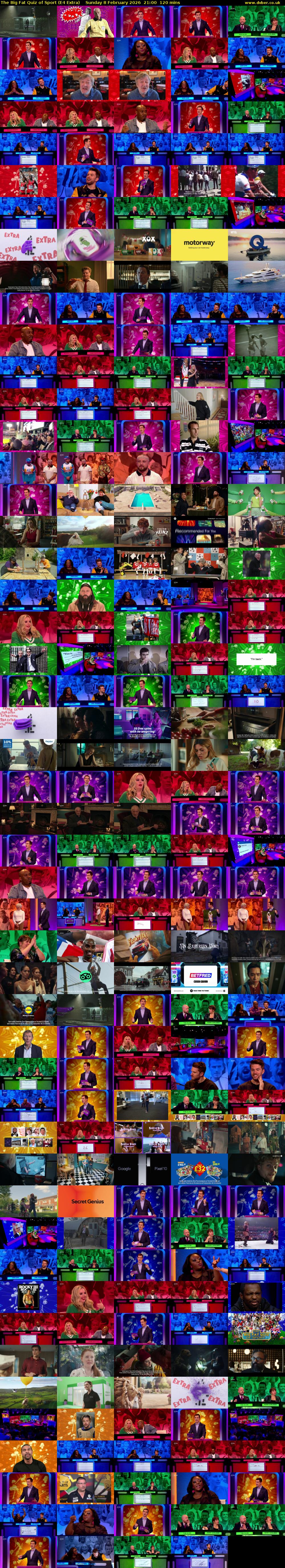 The Big Fat Quiz of Sport (E4 Extra) Sunday 8 February 2026 21:00 - 23:00