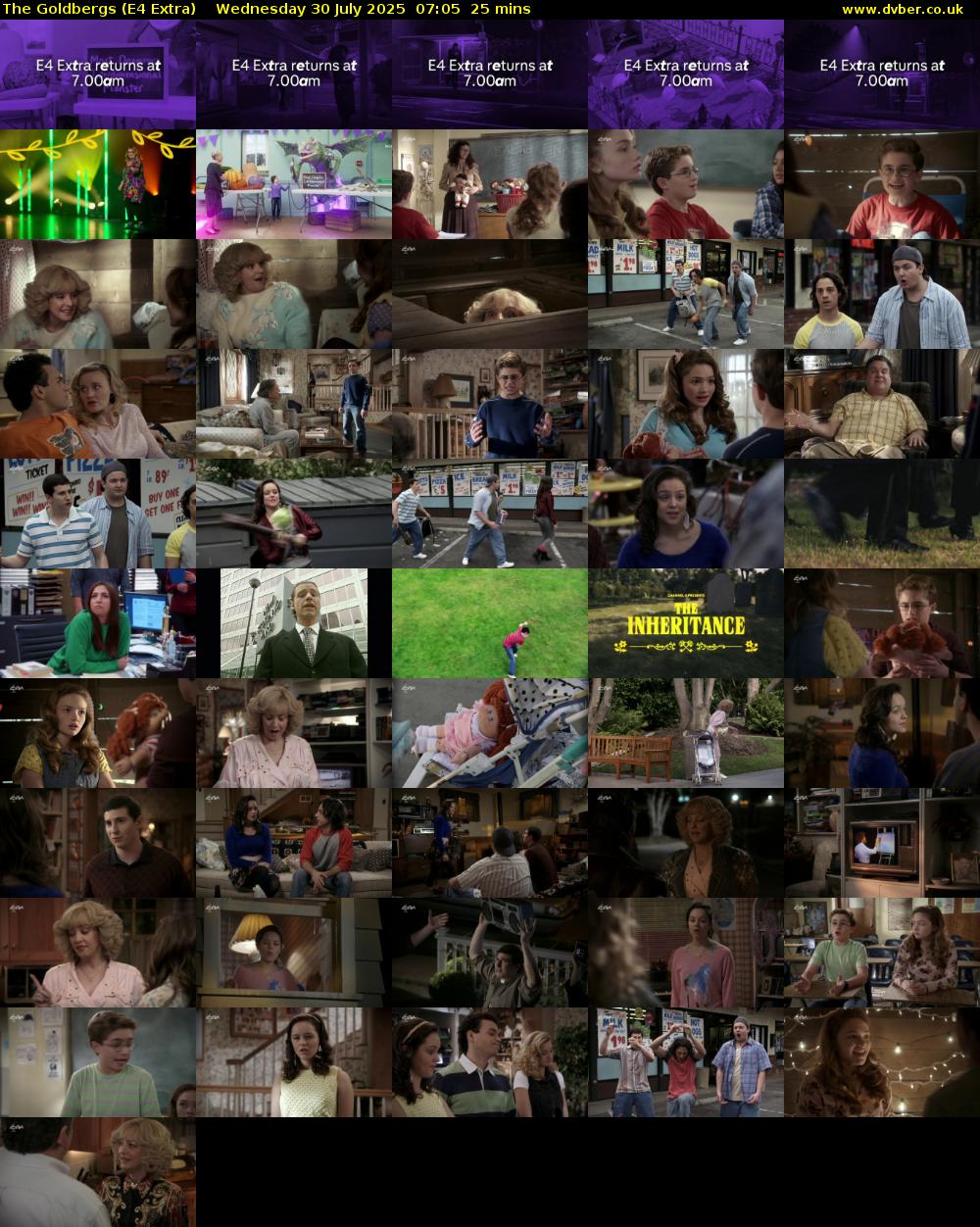 The Goldbergs (E4 Extra) Wednesday 30 July 2025 07:05 - 07:30