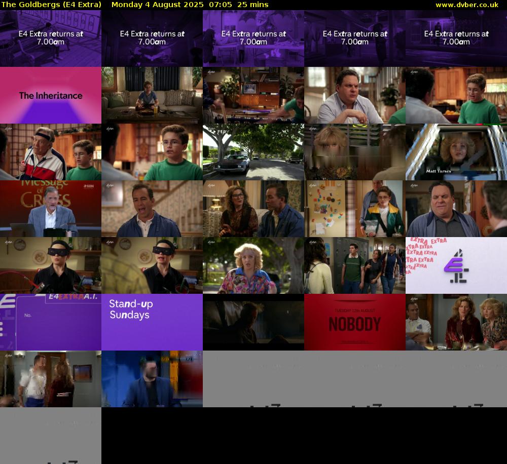 The Goldbergs (E4 Extra) Monday 4 August 2025 07:05 - 07:30