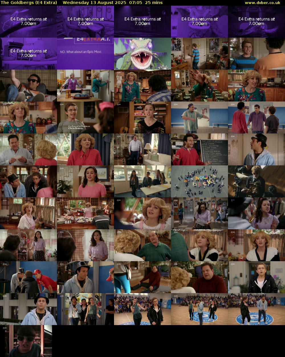 The Goldbergs (E4 Extra) Wednesday 13 August 2025 07:05 - 07:30
