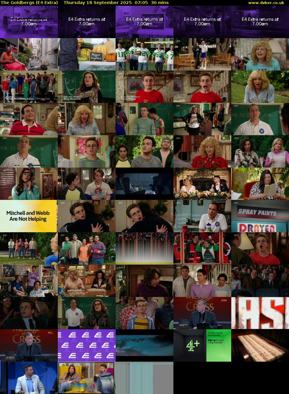 The Goldbergs (E4 Extra) Thursday 18 September 2025 07:05 - 07:35