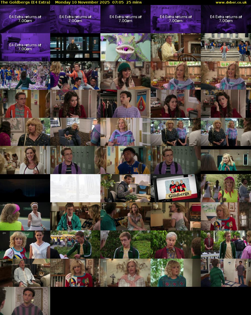 The Goldbergs (E4 Extra) Monday 10 November 2025 07:05 - 07:30