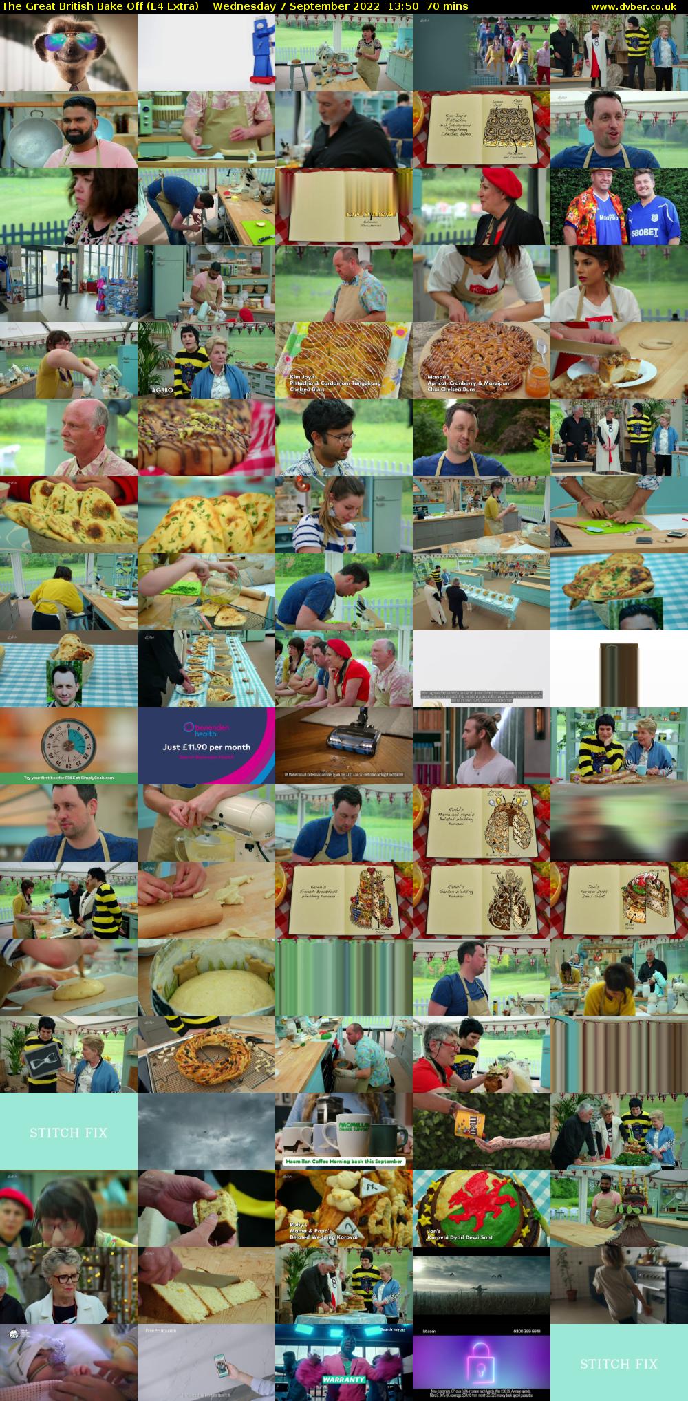 The Great British Bake Off (E4 Extra) Wednesday 7 September 2022 13:50 - 15:00