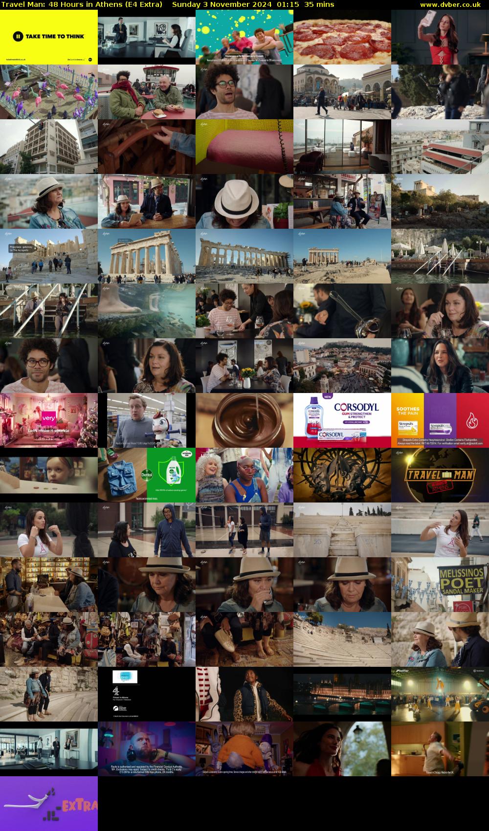 Travel Man: 48 Hours in Athens (E4 Extra) Sunday 3 November 2024 01:15 - 01:50