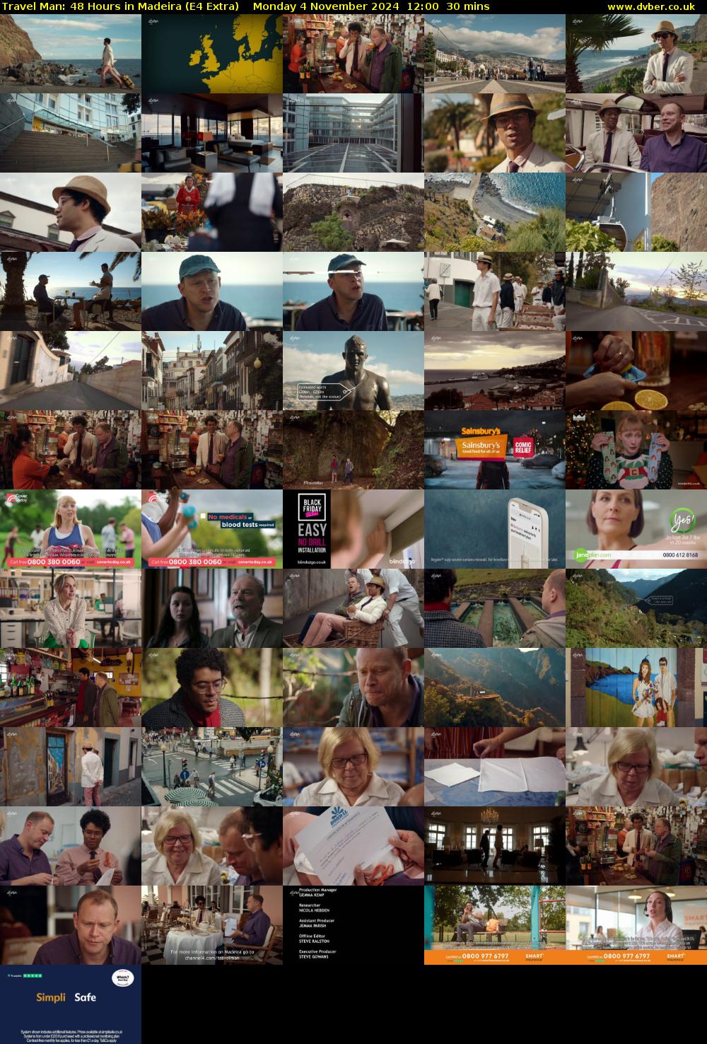 Travel Man: 48 Hours in Madeira (E4 Extra) Monday 4 November 2024 12:00 - 12:30
