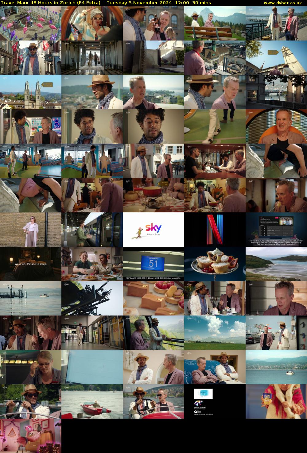 Travel Man: 48 Hours in Zurich (E4 Extra) Tuesday 5 November 2024 12:00 - 12:30