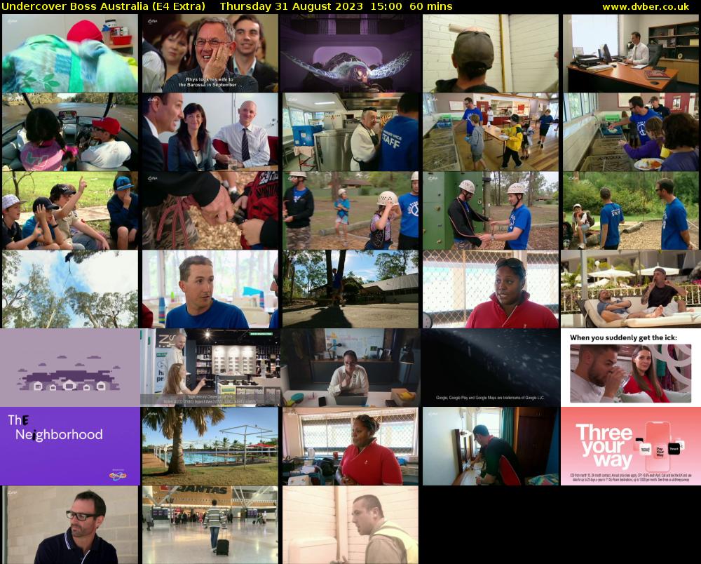 Undercover Boss Australia (E4 Extra) Thursday 31 August 2023 15:00 - 16:00