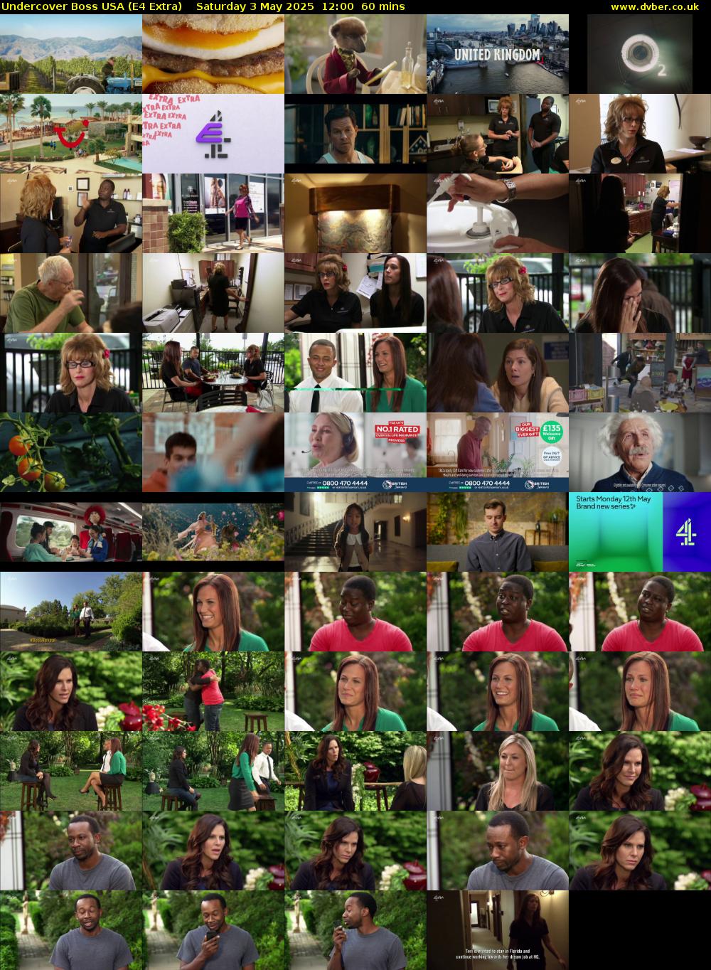 Undercover Boss USA (E4 Extra) Saturday 3 May 2025 12:00 - 13:00