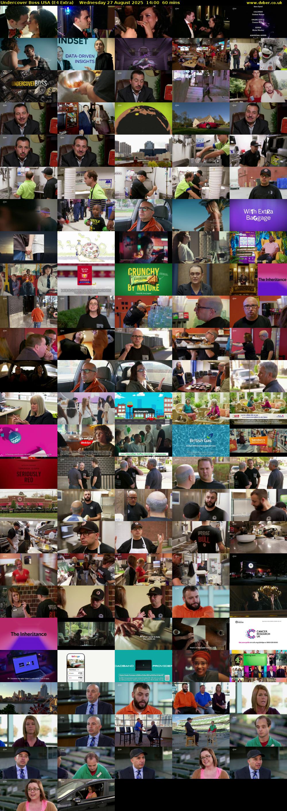 Undercover Boss USA (E4 Extra) Wednesday 27 August 2025 14:00 - 15:00