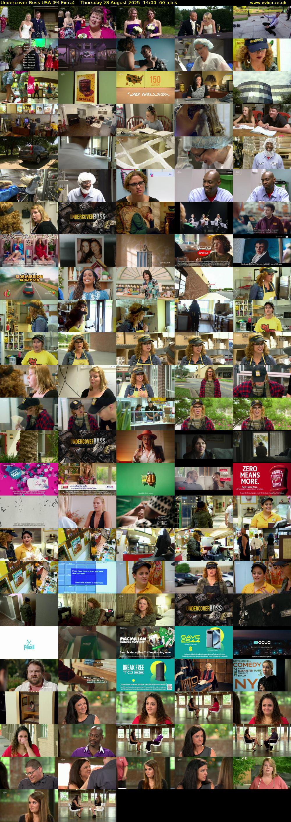 Undercover Boss USA (E4 Extra) Thursday 28 August 2025 14:00 - 15:00