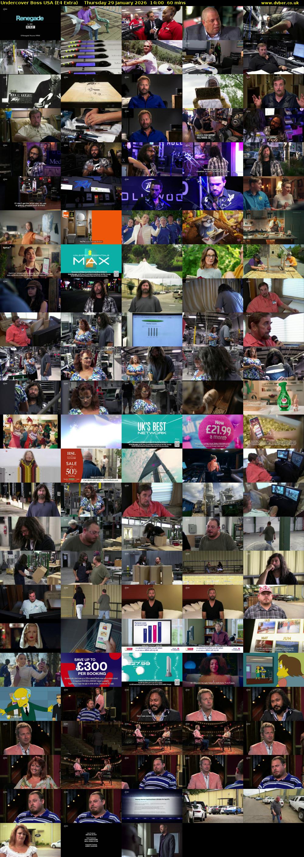 Undercover Boss USA (E4 Extra) Thursday 29 January 2026 14:00 - 15:00