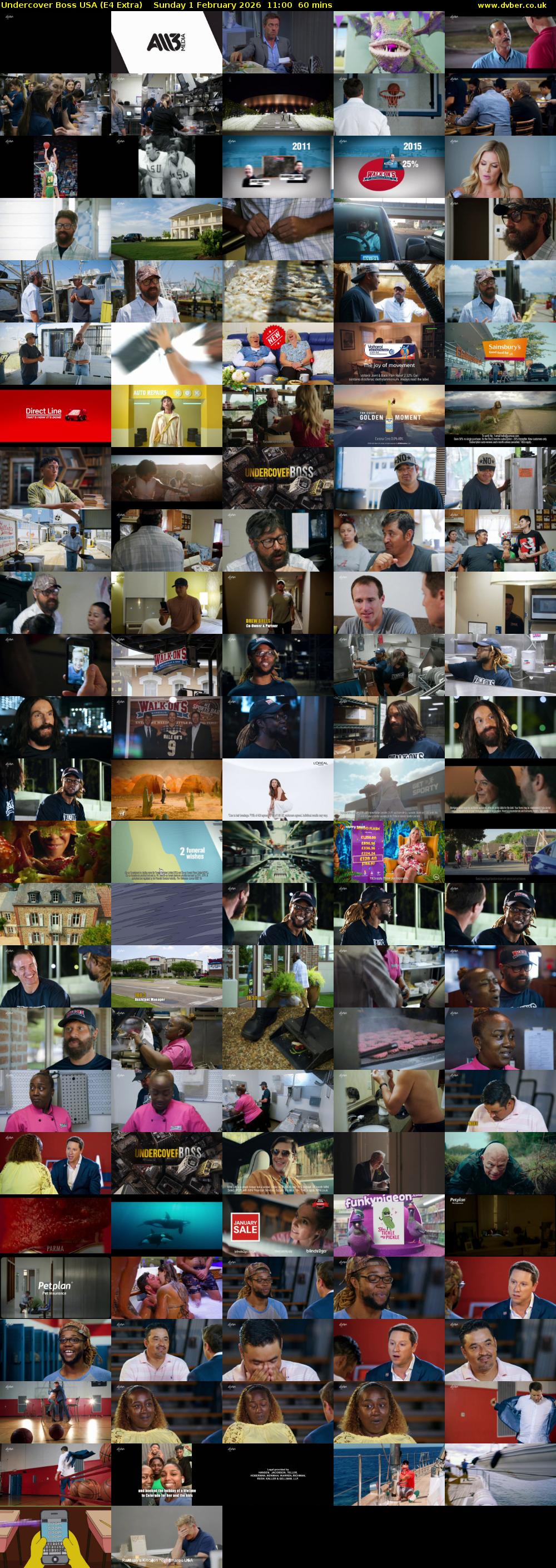 Undercover Boss USA (E4 Extra) Sunday 1 February 2026 11:00 - 12:00