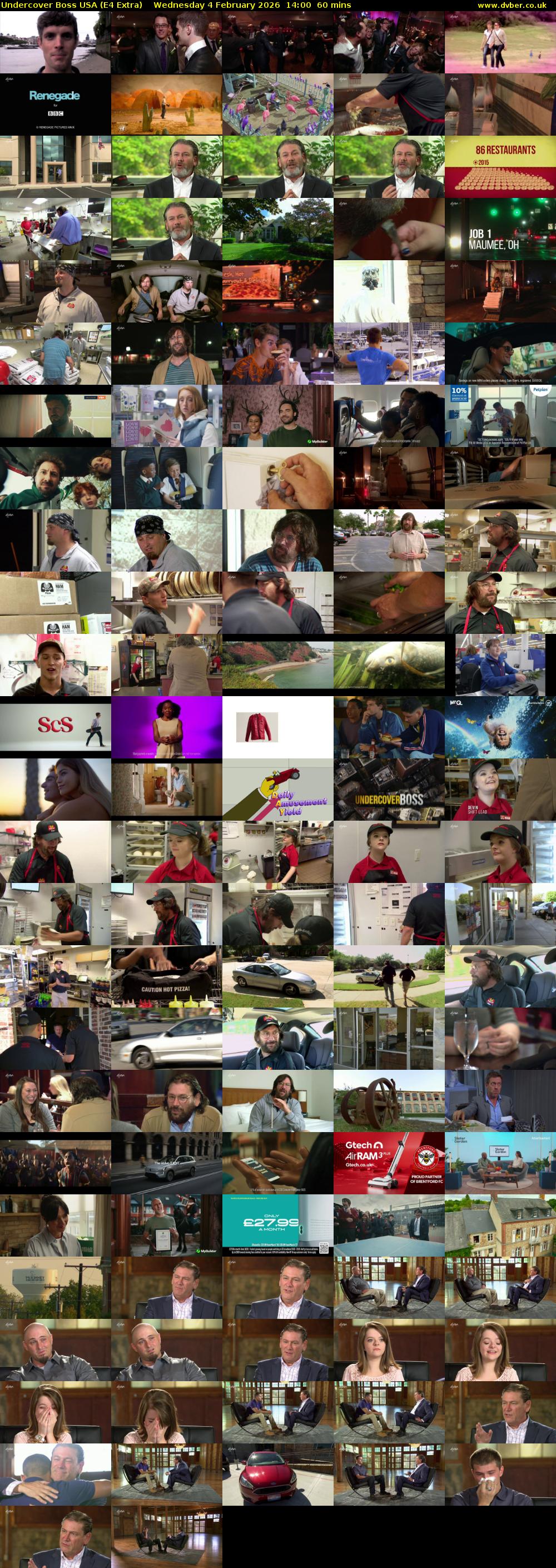 Undercover Boss USA (E4 Extra) Wednesday 4 February 2026 14:00 - 15:00