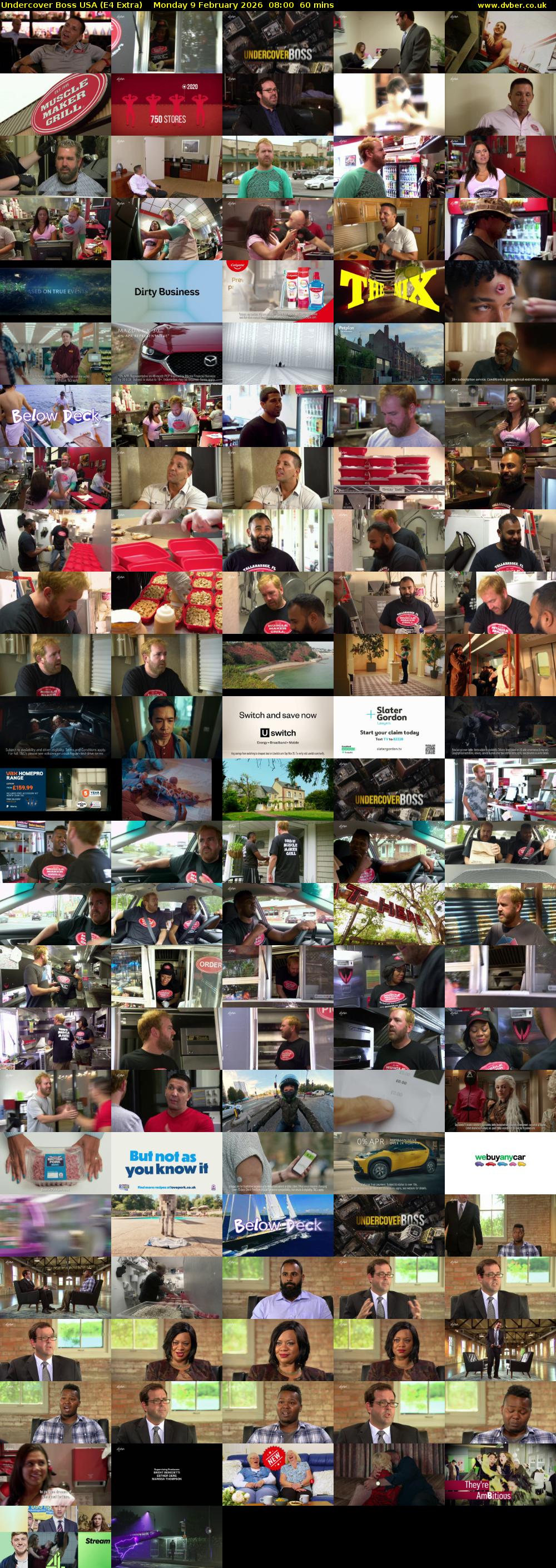 Undercover Boss USA (E4 Extra) Monday 9 February 2026 08:00 - 09:00