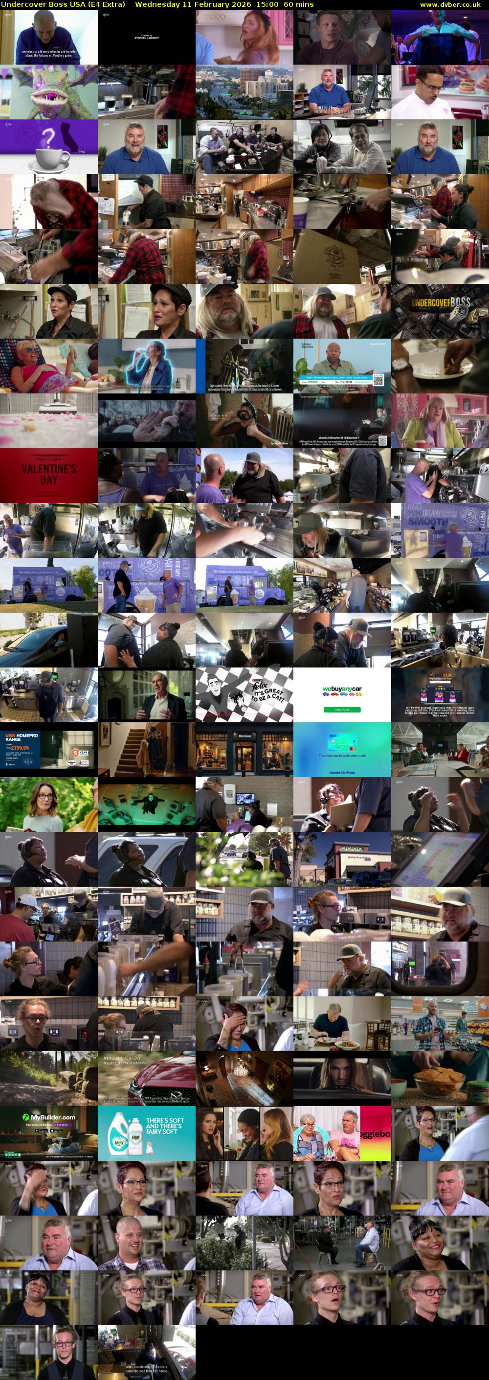 Undercover Boss USA (E4 Extra) Wednesday 11 February 2026 15:00 - 16:00