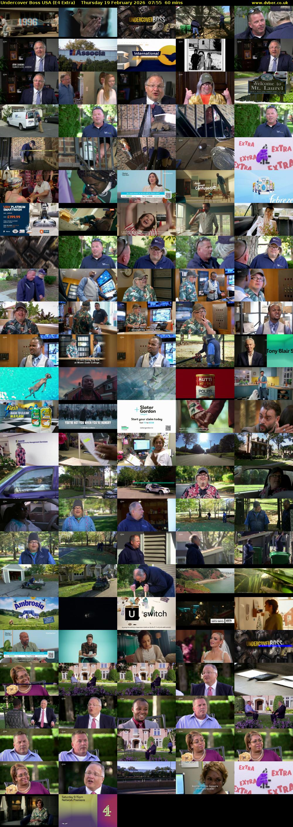 Undercover Boss USA (E4 Extra) Thursday 19 February 2026 07:55 - 08:55