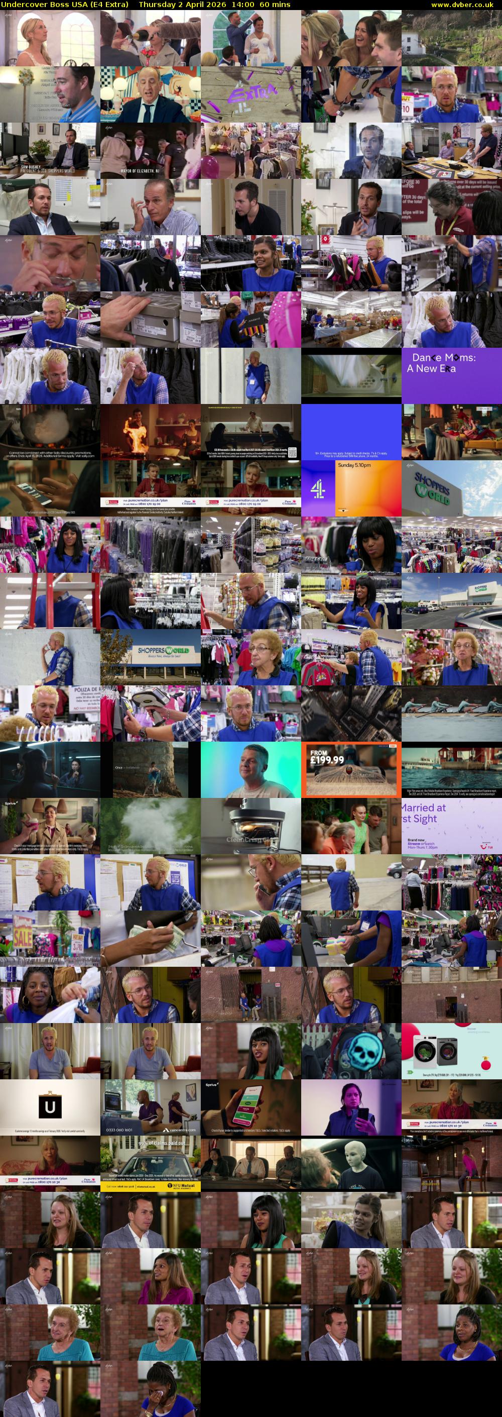 Undercover Boss USA (E4 Extra) Thursday 2 April 2026 14:00 - 15:00