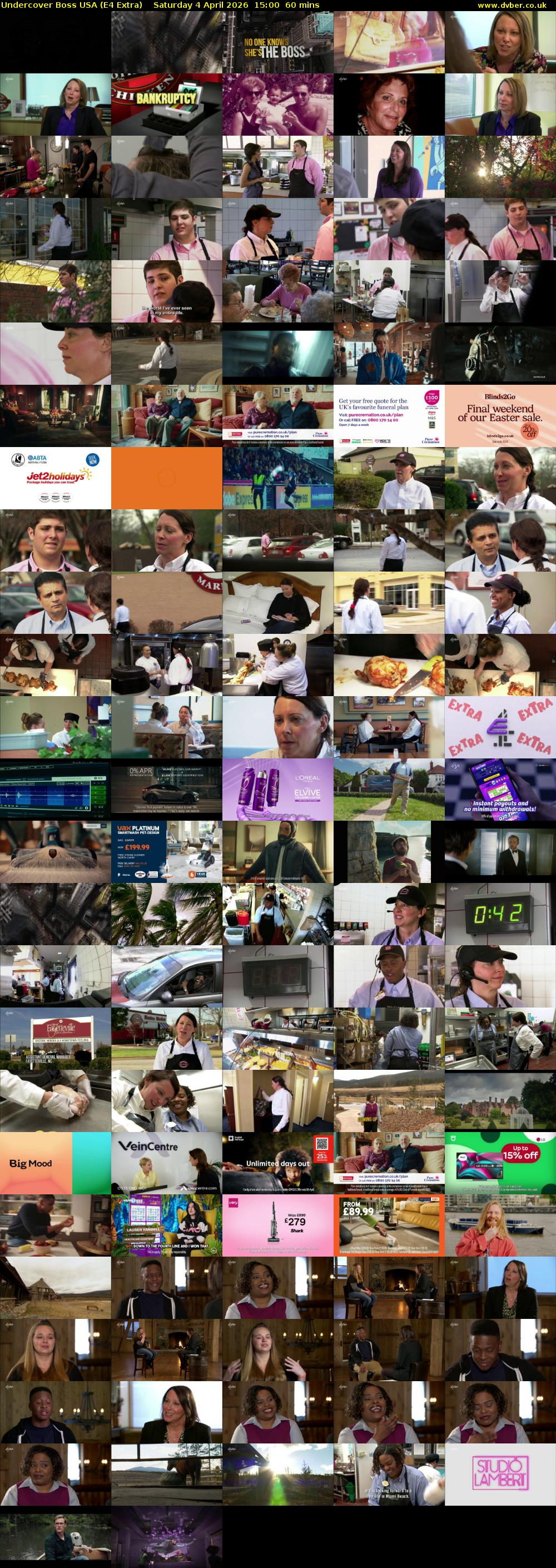 Undercover Boss USA (E4 Extra) Saturday 4 April 2026 15:00 - 16:00