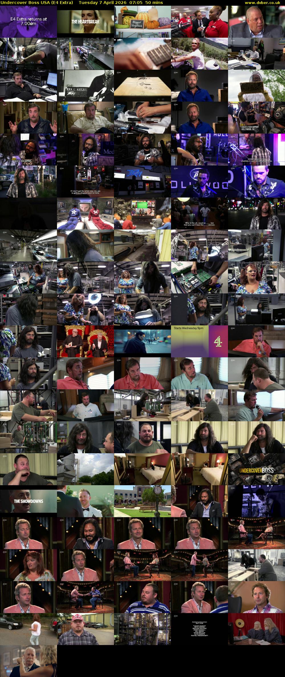 Undercover Boss USA (E4 Extra) Tuesday 7 April 2026 07:05 - 07:55
