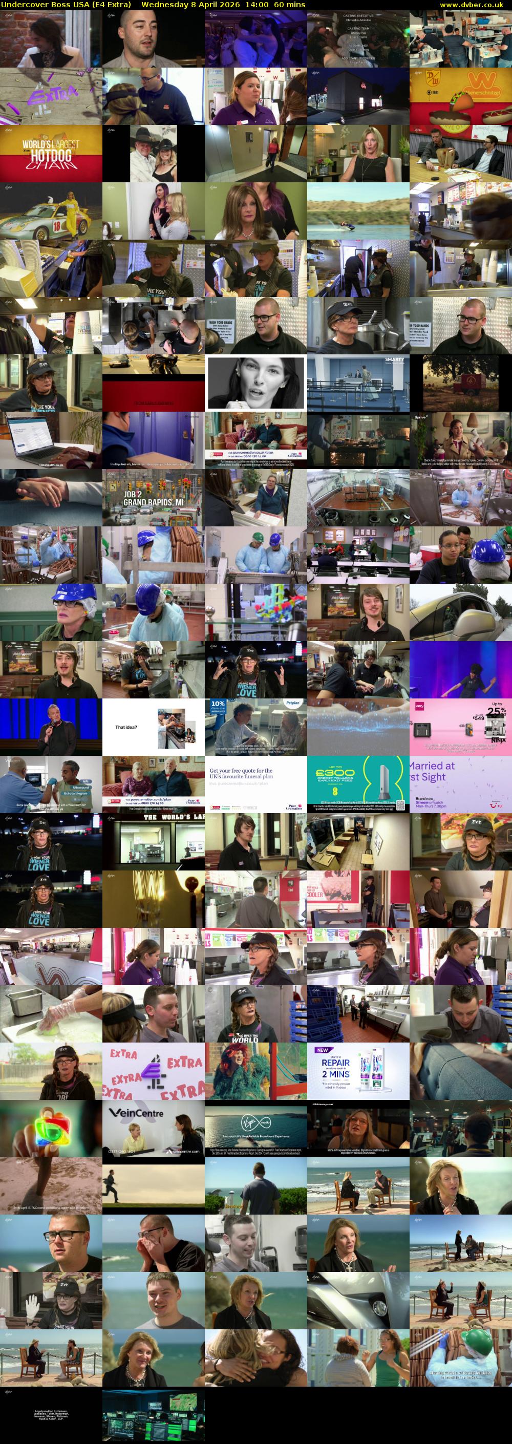 Undercover Boss USA (E4 Extra) Wednesday 8 April 2026 14:00 - 15:00