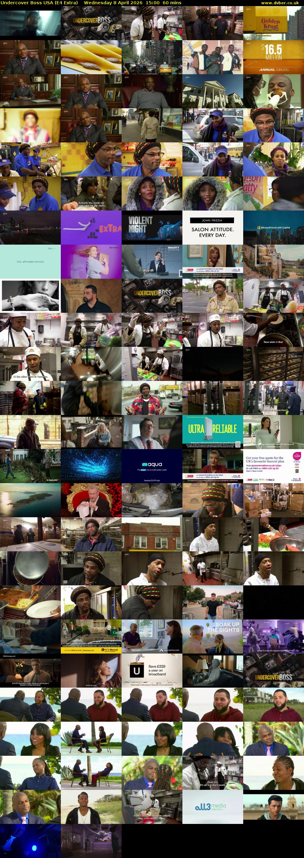 Undercover Boss USA (E4 Extra) Wednesday 8 April 2026 15:00 - 16:00