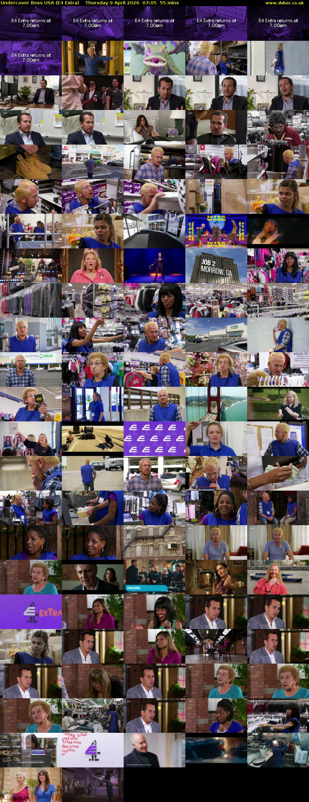 Undercover Boss USA (E4 Extra) Thursday 9 April 2026 07:05 - 08:00
