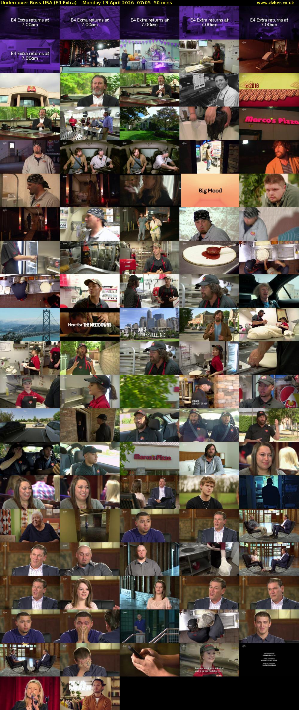 Undercover Boss USA (E4 Extra) Monday 13 April 2026 07:05 - 07:55