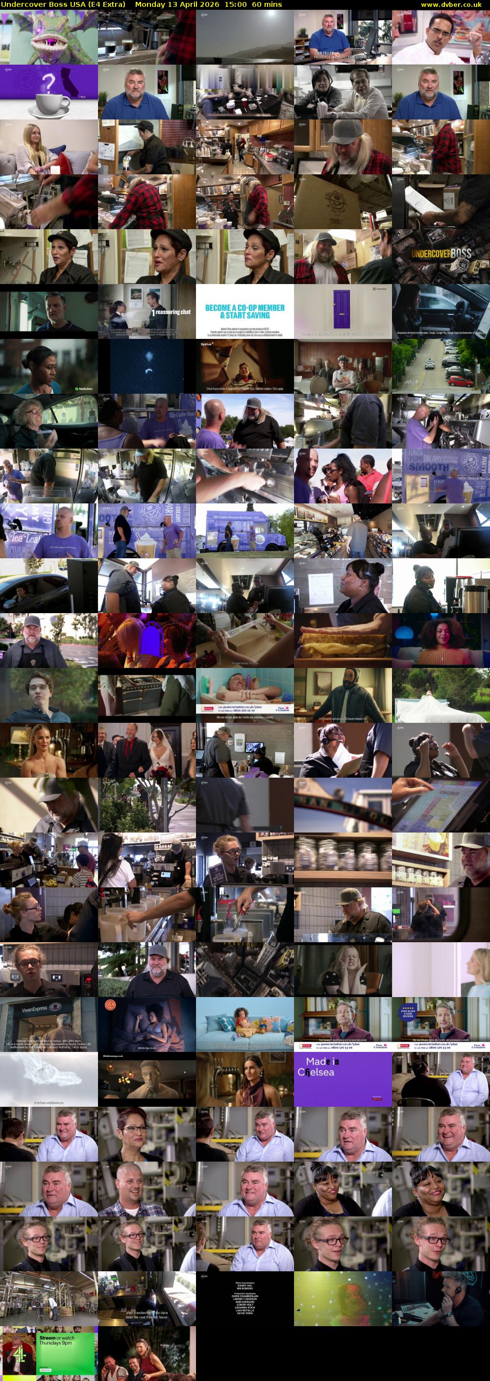 Undercover Boss USA (E4 Extra) Monday 13 April 2026 15:00 - 16:00