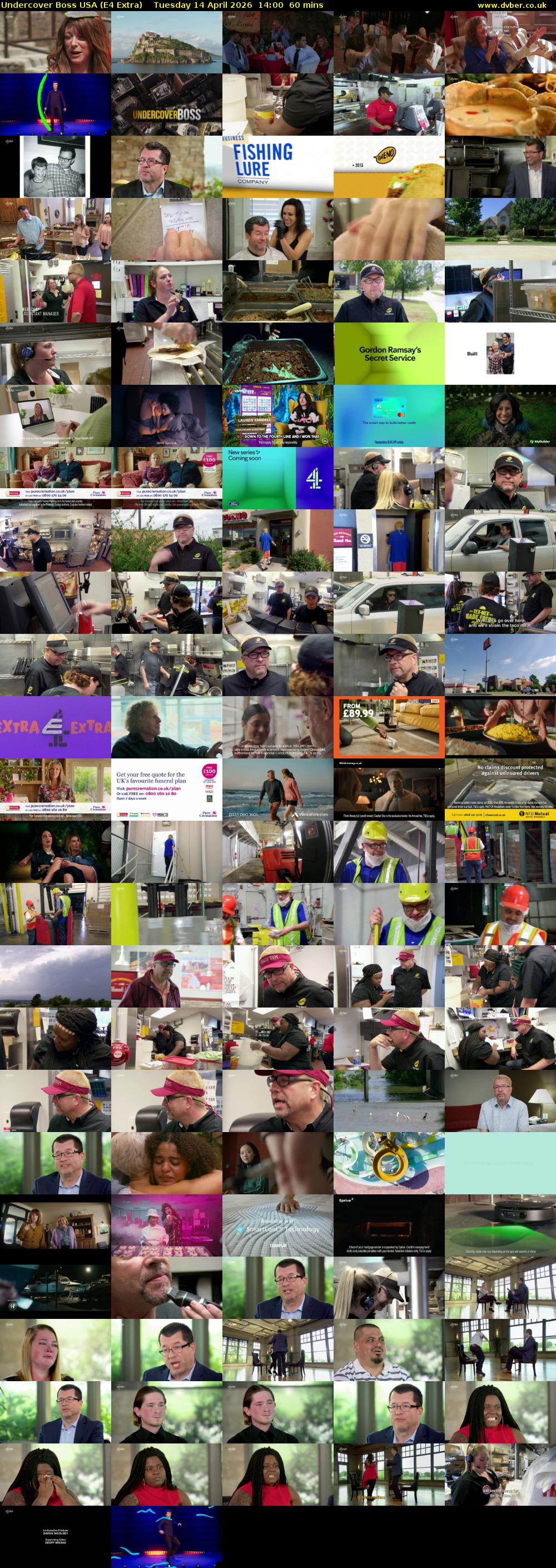 Undercover Boss USA (E4 Extra) Tuesday 14 April 2026 14:00 - 15:00