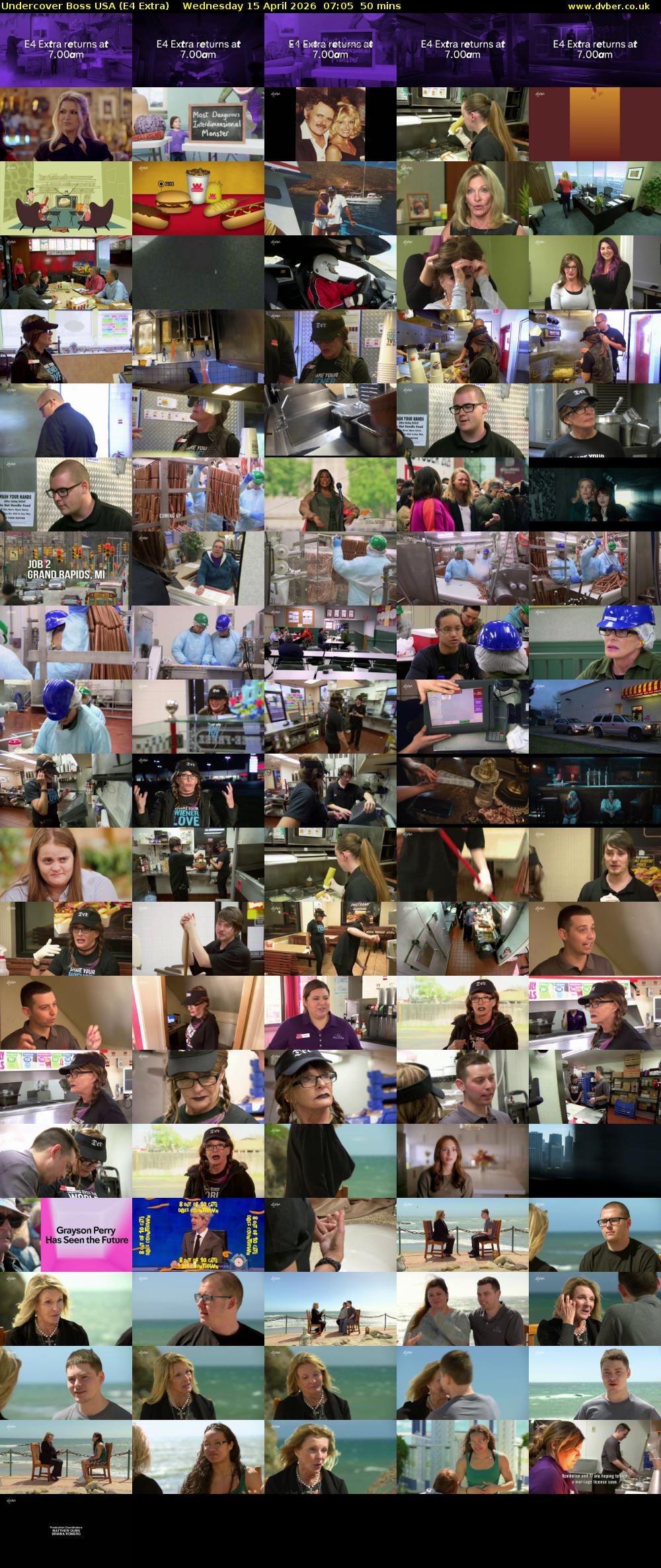 Undercover Boss USA (E4 Extra) Wednesday 15 April 2026 07:05 - 07:55