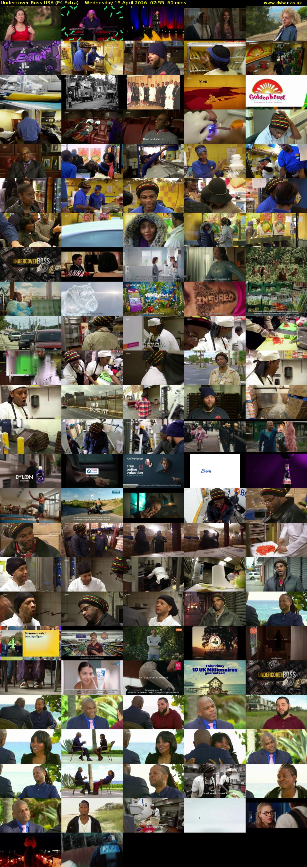 Undercover Boss USA (E4 Extra) Wednesday 15 April 2026 07:55 - 08:55
