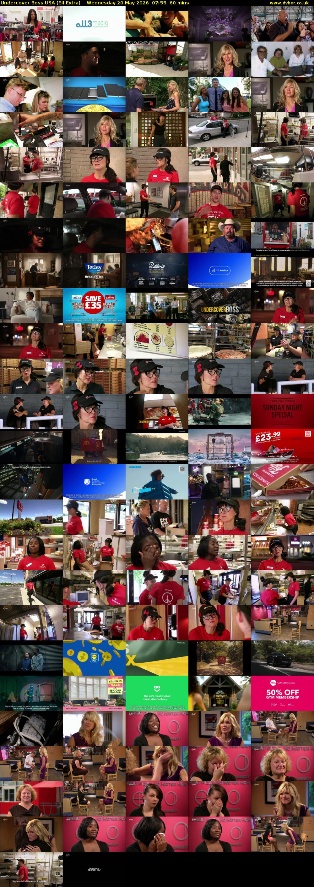 Undercover Boss USA (E4 Extra) Wednesday 20 May 2026 07:55 - 08:55