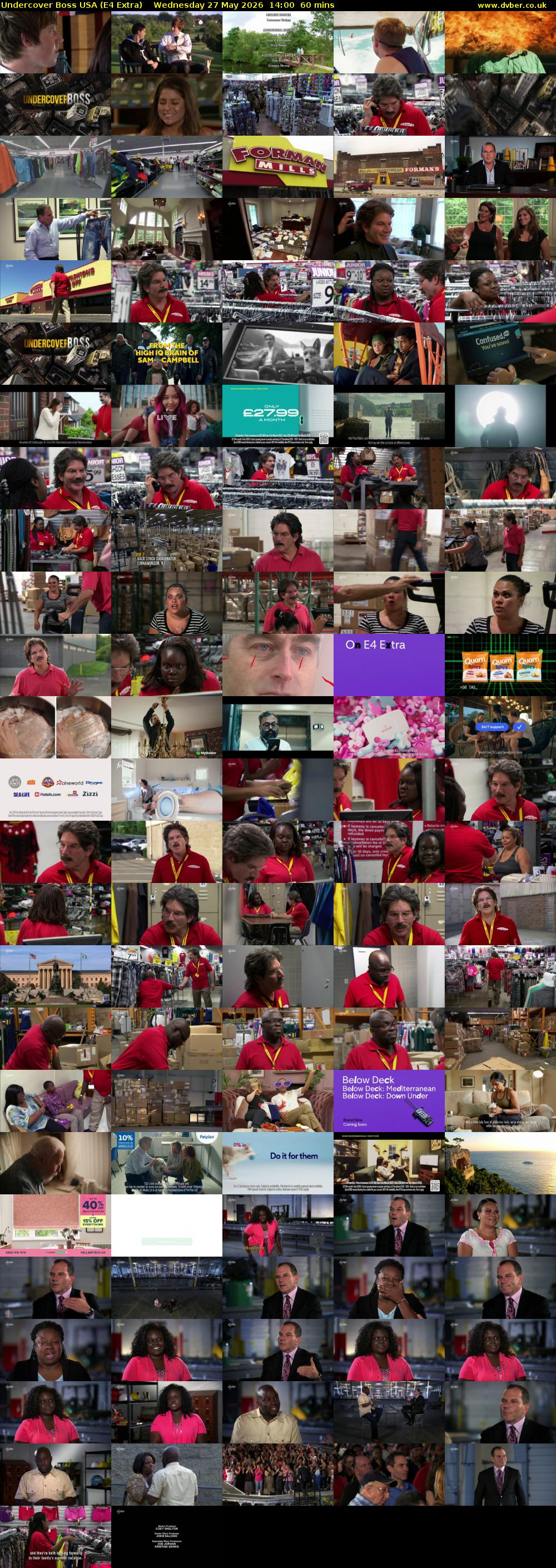Undercover Boss USA (E4 Extra) Wednesday 27 May 2026 14:00 - 15:00