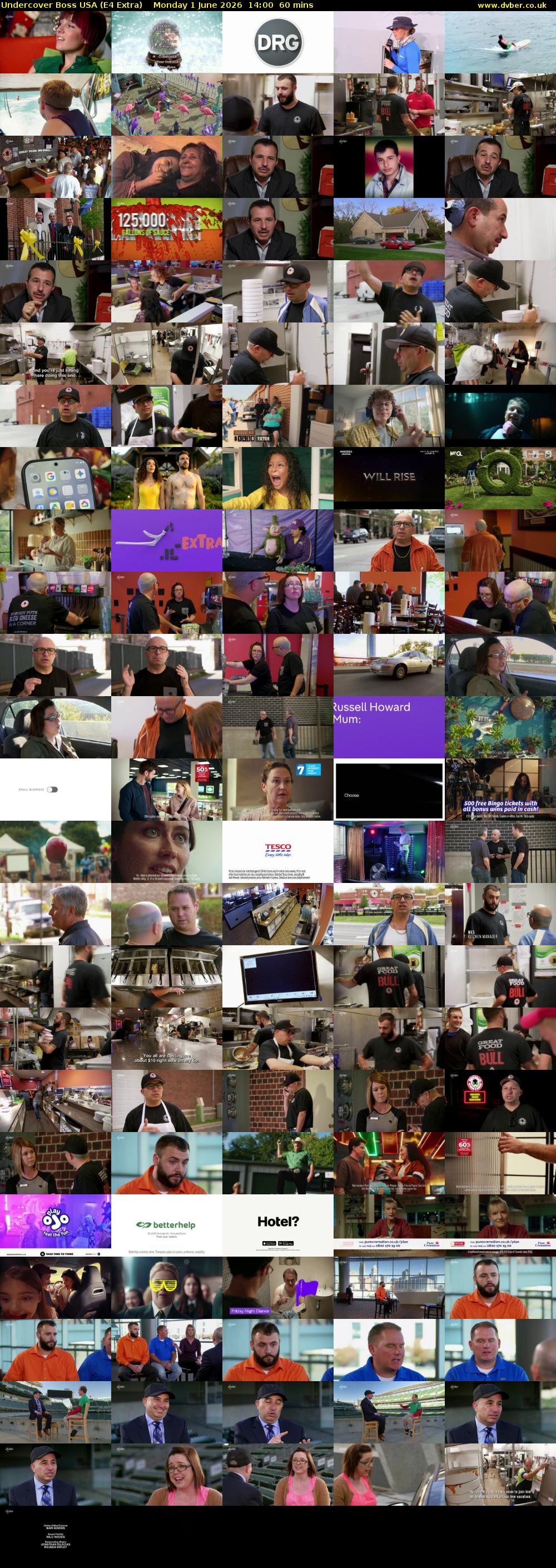 Undercover Boss USA (E4 Extra) Monday 1 June 2026 14:00 - 15:00