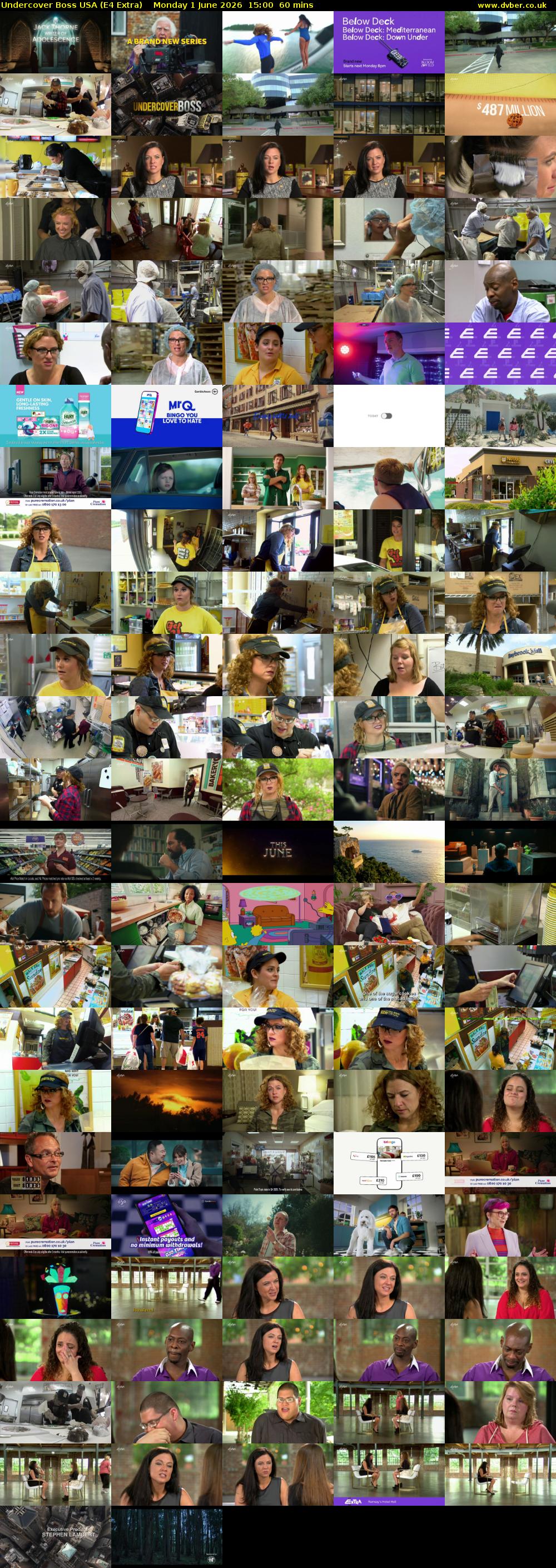 Undercover Boss USA (E4 Extra) Monday 1 June 2026 15:00 - 16:00