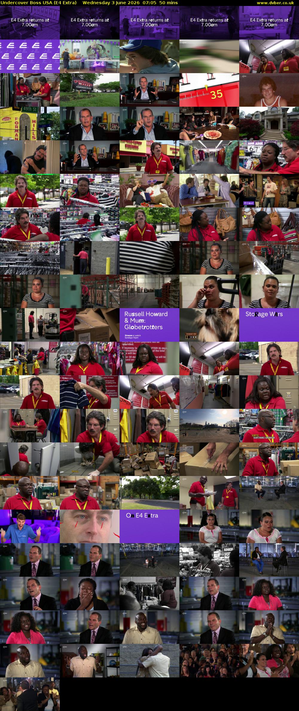 Undercover Boss USA (E4 Extra) Wednesday 3 June 2026 07:05 - 07:55