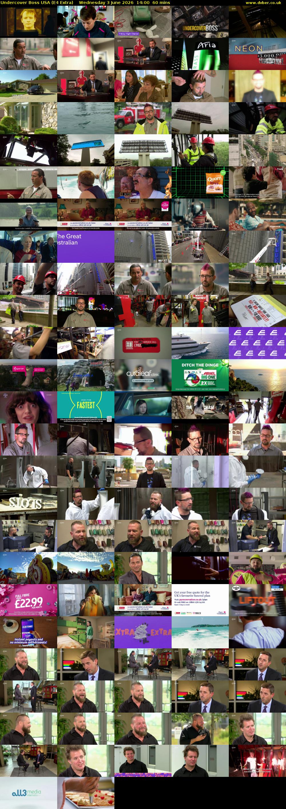 Undercover Boss USA (E4 Extra) Wednesday 3 June 2026 14:00 - 15:00