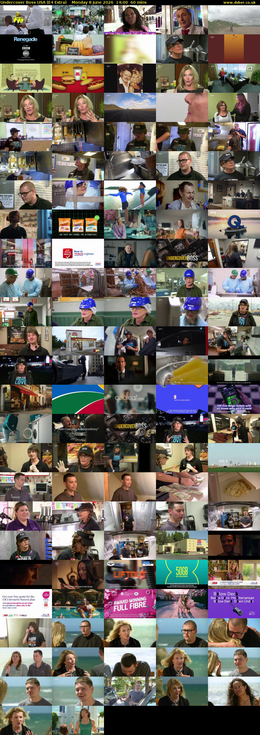 Undercover Boss USA (E4 Extra) Monday 8 June 2026 14:00 - 15:00