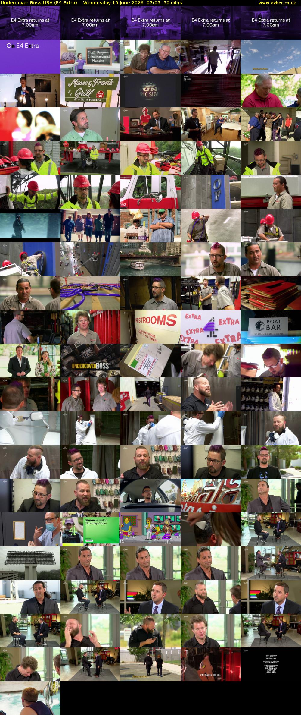Undercover Boss USA (E4 Extra) Wednesday 10 June 2026 07:05 - 07:55