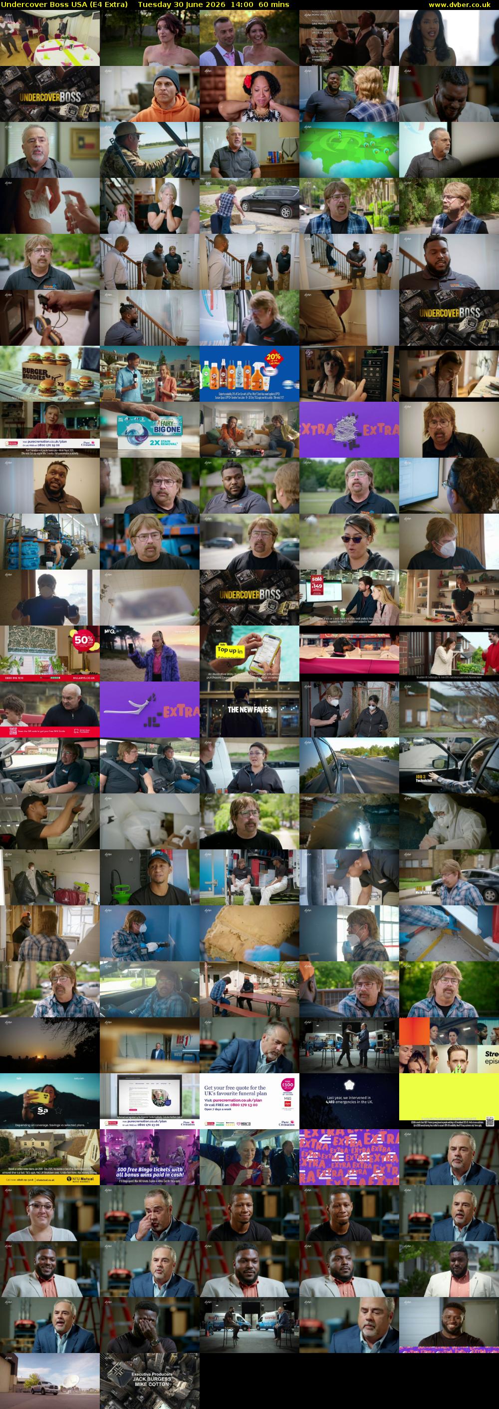Undercover Boss USA (E4 Extra) Tuesday 30 June 2026 14:00 - 15:00