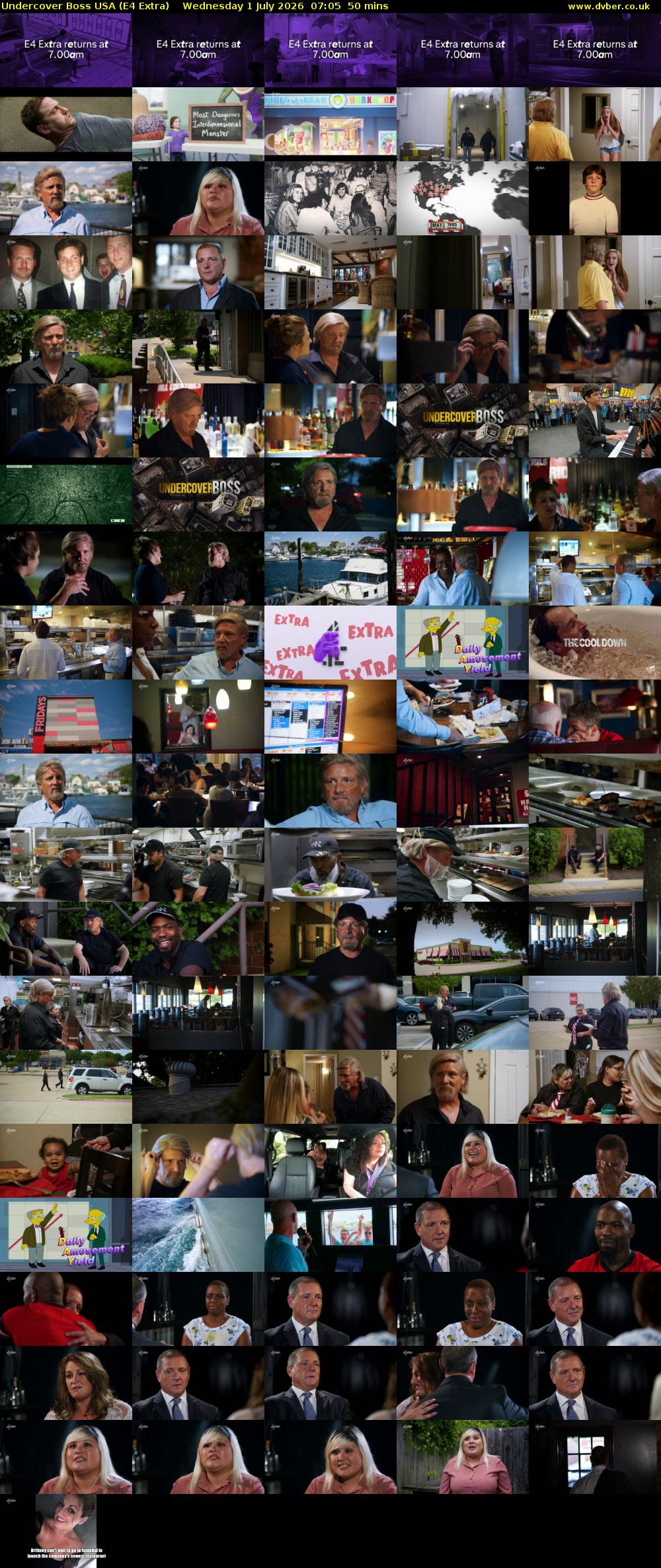 Undercover Boss USA (E4 Extra) Wednesday 1 July 2026 07:05 - 07:55