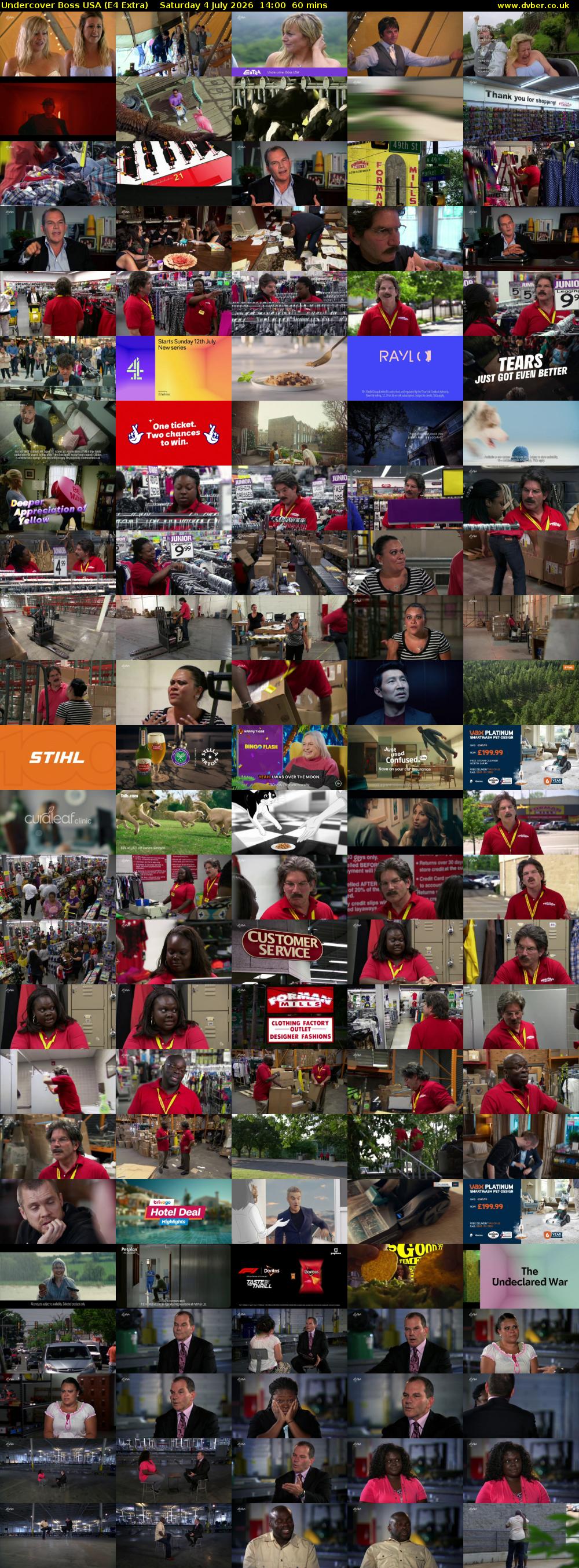 Undercover Boss USA (E4 Extra) Saturday 4 July 2026 14:00 - 15:00