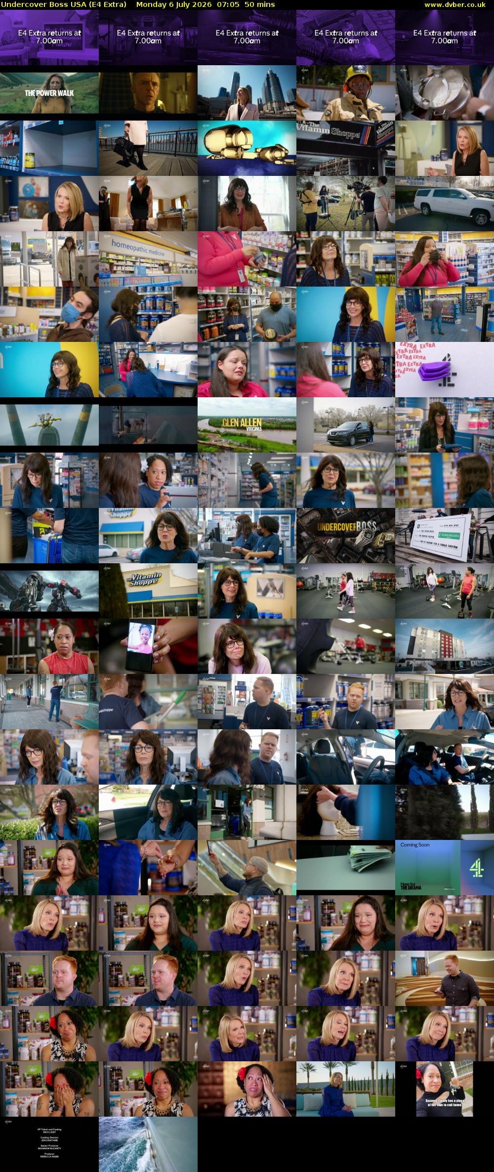 Undercover Boss USA (E4 Extra) Monday 6 July 2026 07:05 - 07:55