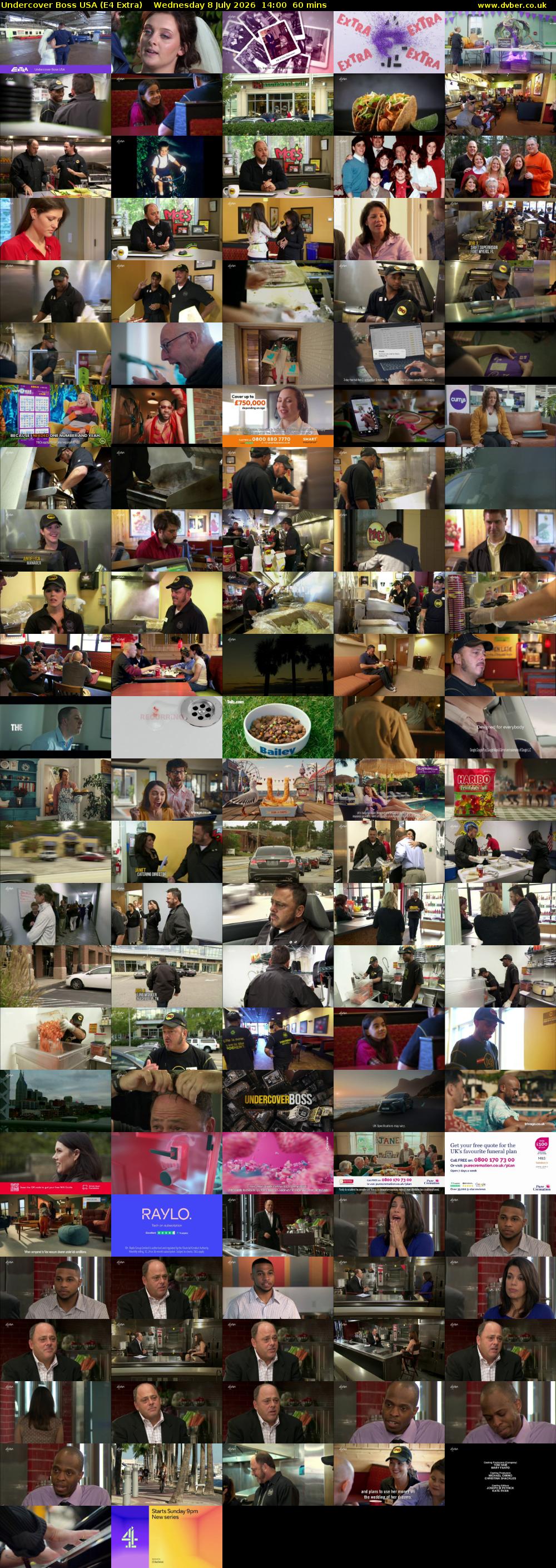 Undercover Boss USA (E4 Extra) Wednesday 8 July 2026 14:00 - 15:00
