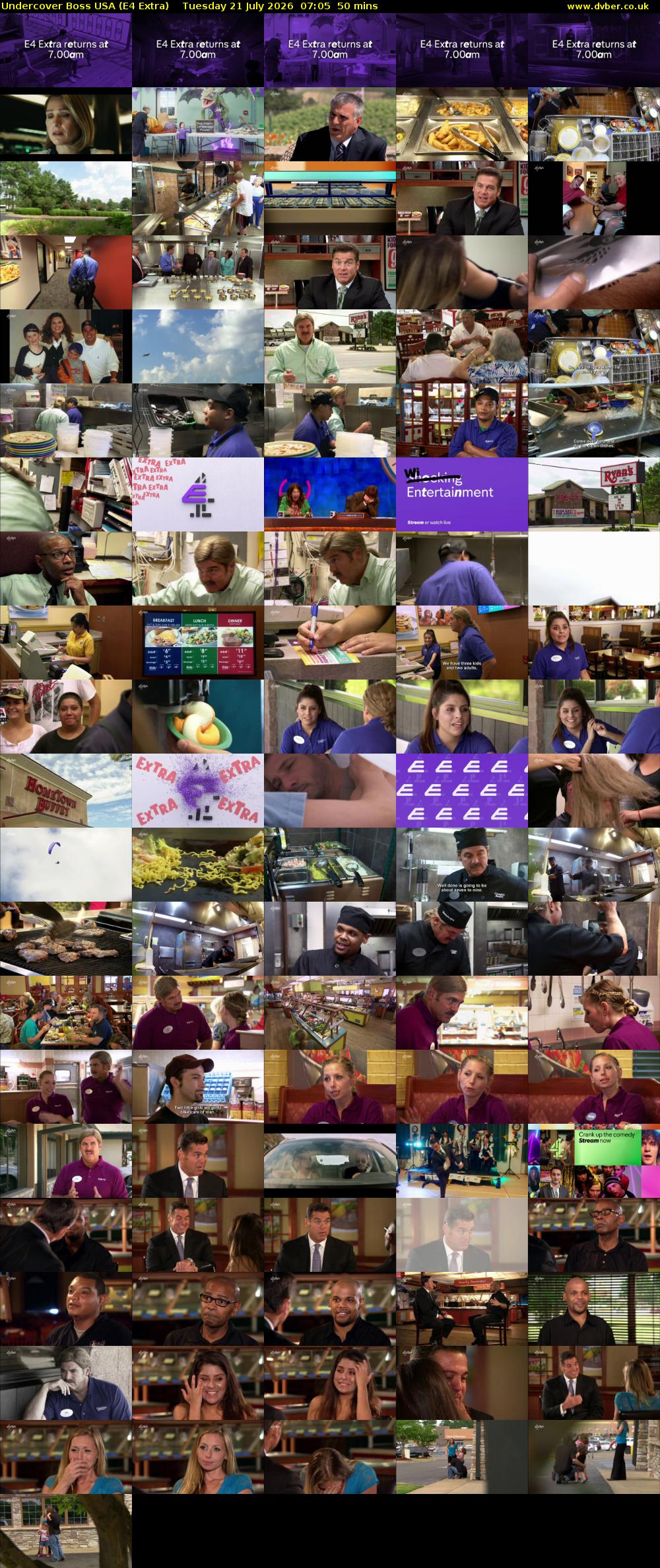 Undercover Boss USA (E4 Extra) Tuesday 21 July 2026 07:05 - 07:55