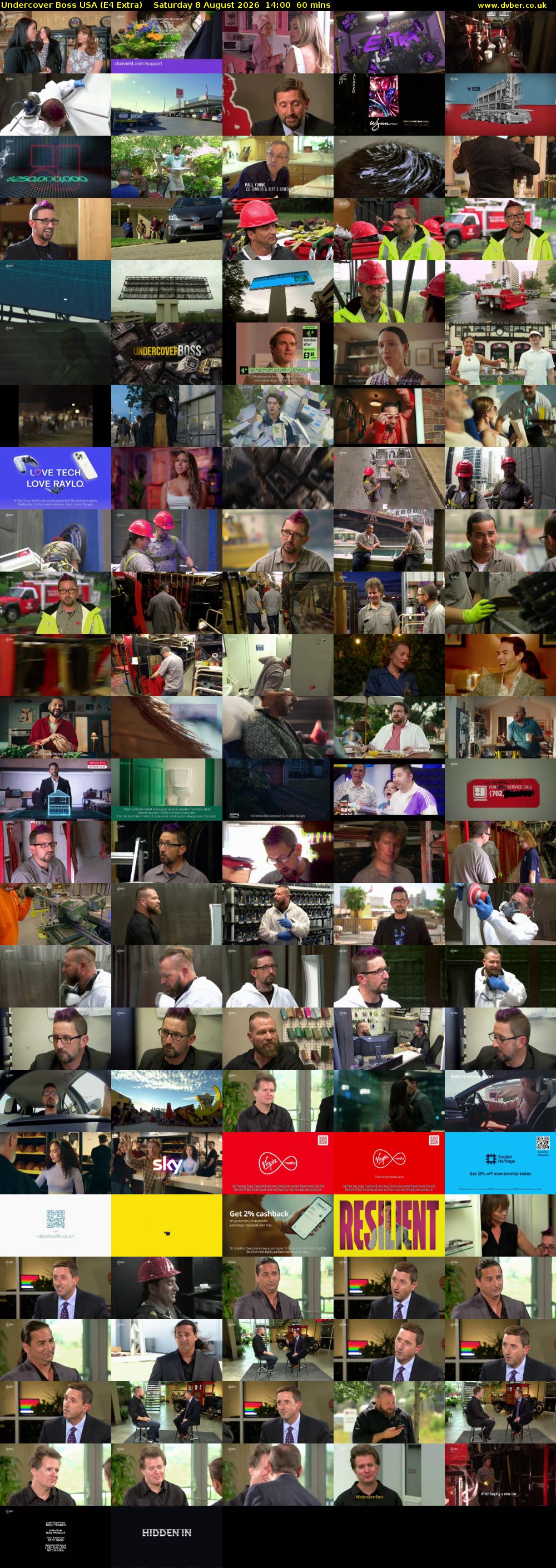 Undercover Boss USA (E4 Extra) Saturday 8 August 2026 14:00 - 15:00
