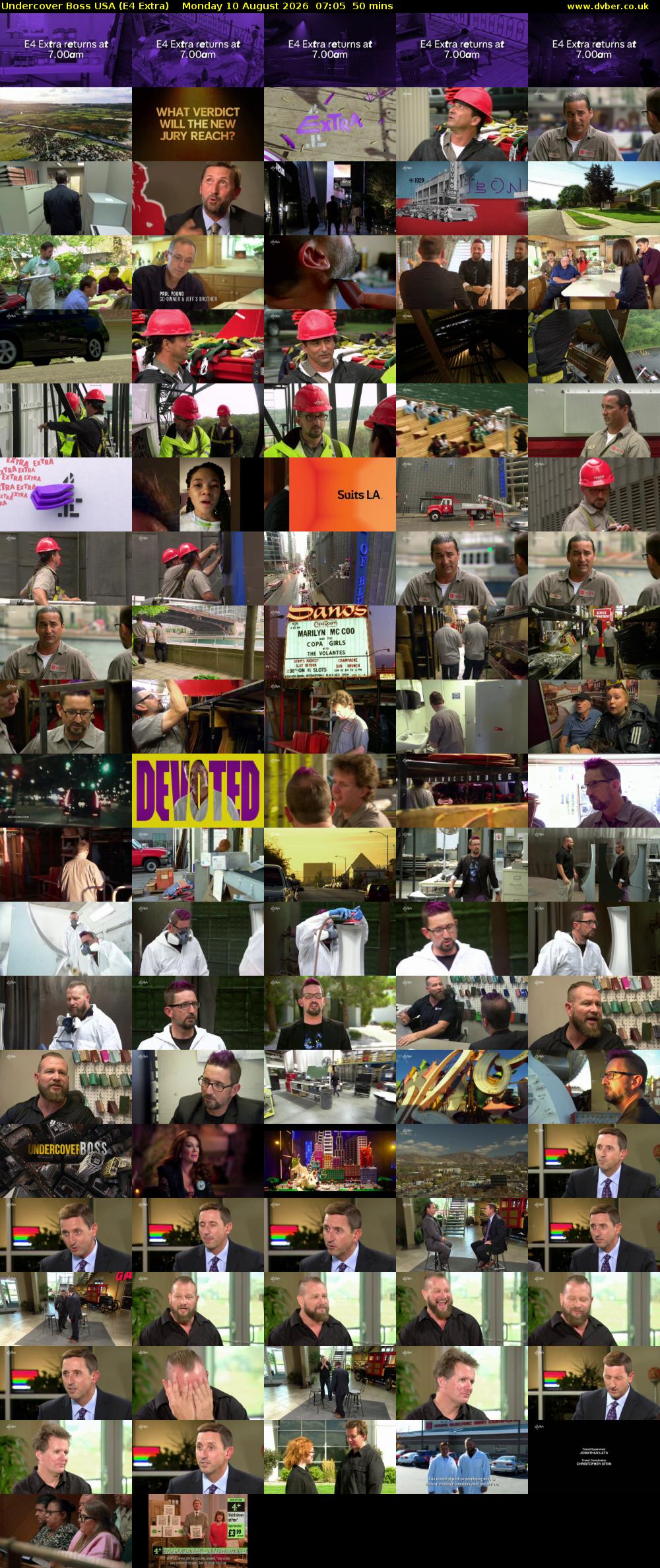 Undercover Boss USA (E4 Extra) Monday 10 August 2026 07:05 - 07:55