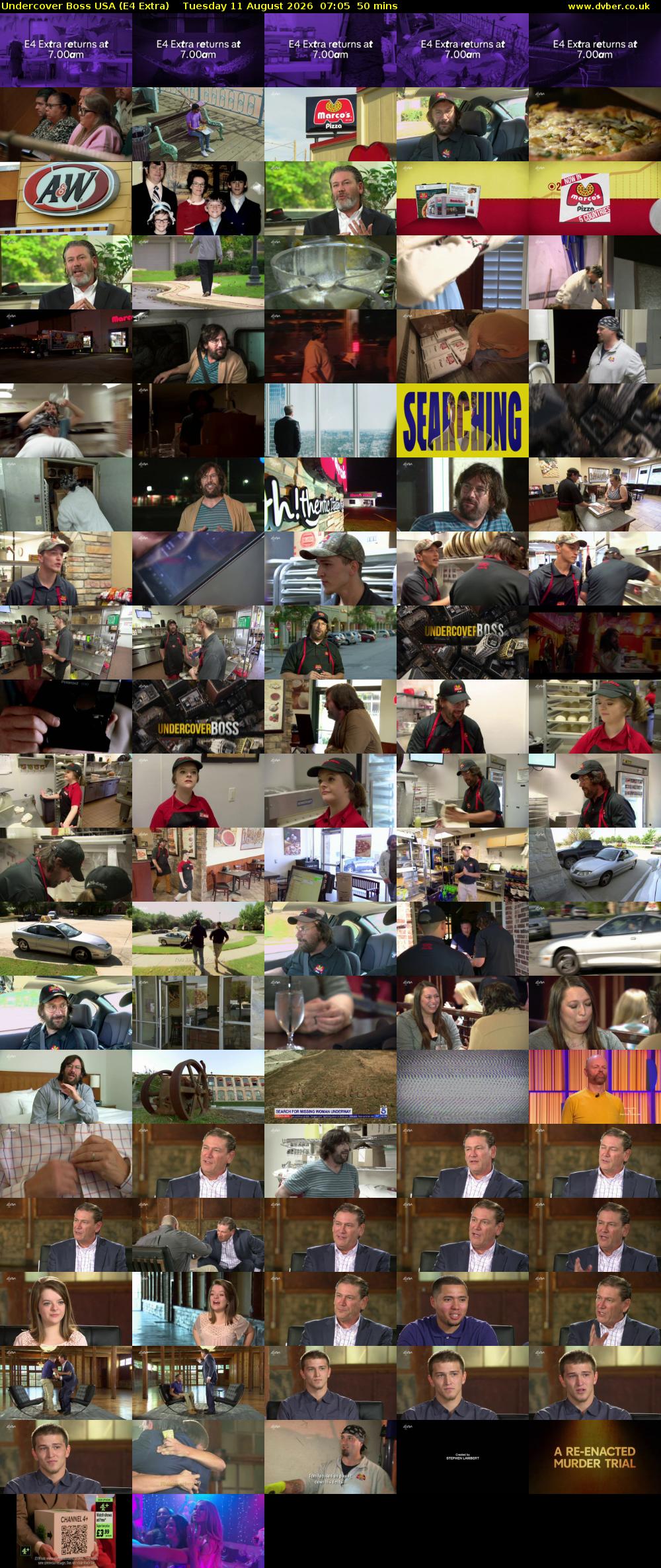 Undercover Boss USA (E4 Extra) Tuesday 11 August 2026 07:05 - 07:55