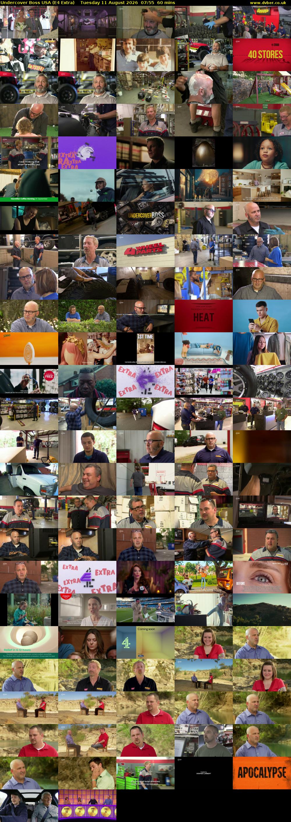 Undercover Boss USA (E4 Extra) Tuesday 11 August 2026 07:55 - 08:55